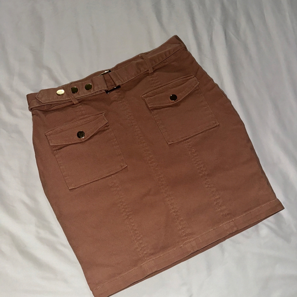 Brown High-Waisted Skirt with Pockets